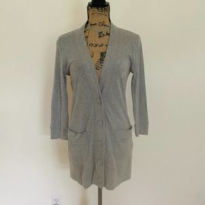 GAP Womens Grey Cotton Large Button Cardigan with Pockets
